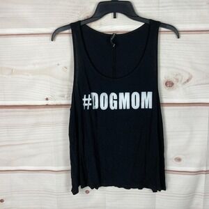Triumph Top Womens Small Black #Dogmom Graphic Tank Scoop Neck Sleeveless